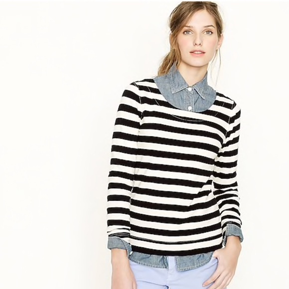 ✨J.Crew Black/White Back-Zip Long-Sleeve Pullover - Picture 4 of 4